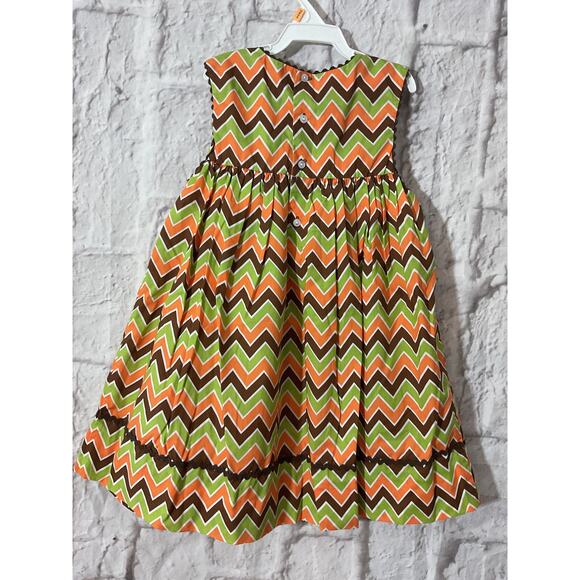 Chevron Owl Jumper Dress Size 2T Lime, Orange, Brown ! Cute! - Picture 6 of 6